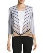 Asymmetric Striped Knit Jacket,