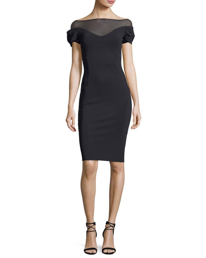Analissa Illusion Short-sleeve Cocktail Dress