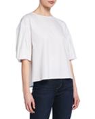 Short-sleeve Button-back Cotton Top
