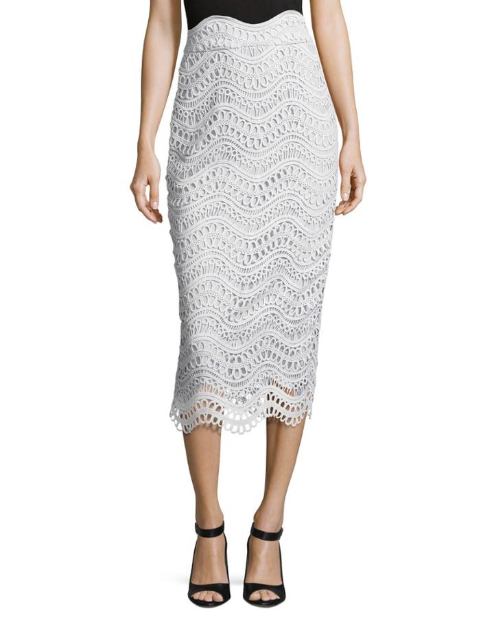 Scalloped Lace High-waist Pencil Skirt,