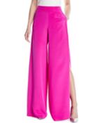 High-waist Wide-leg Silk Crepe Pants W/