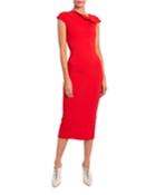Keel Cap-sleeve Knit Asymmetric Dress