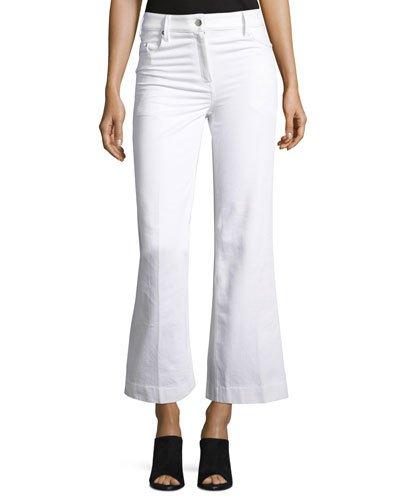 Fray Bis Flared Cropped Jeans, White