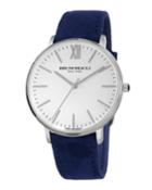 36mm Roma Classic Leather Watch, Blue