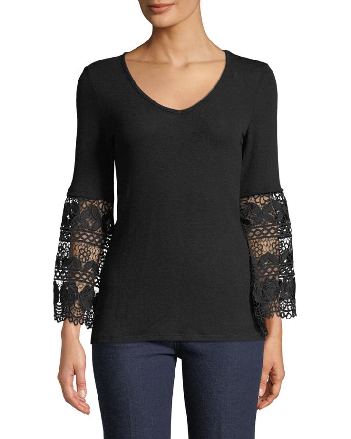 Crochet Bell-sleeve Jersey Tee