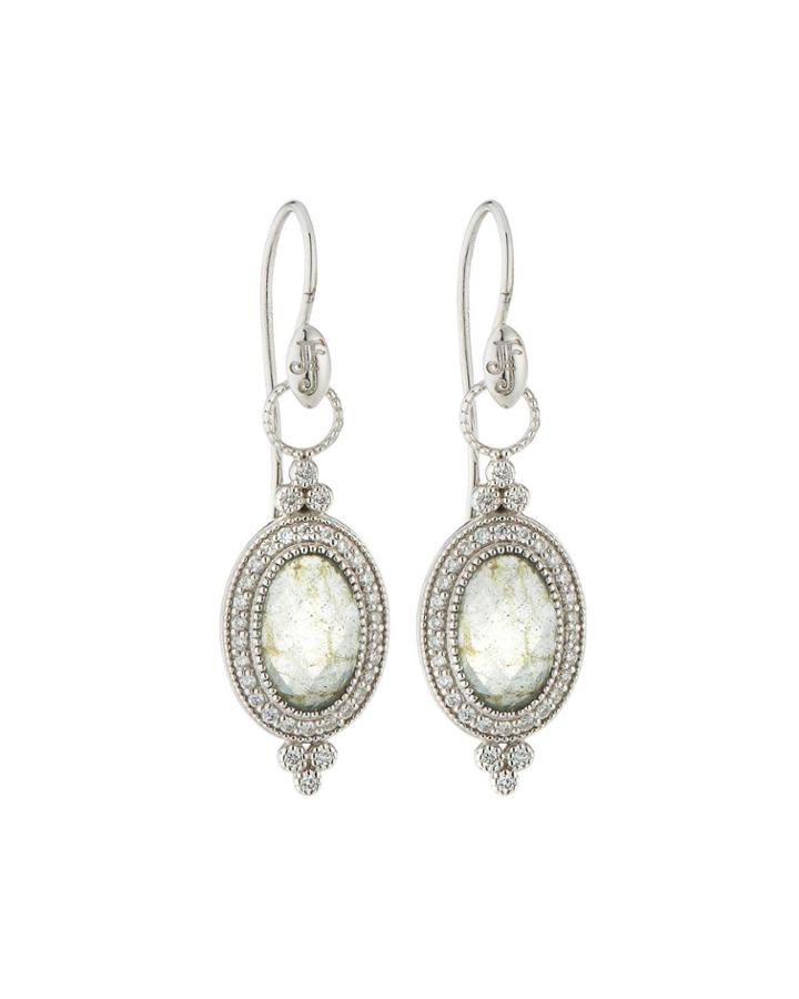 18k Provence Oval Drop Earrings, Labradorite Doublet