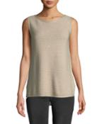 Shimmer Ribbed-knit Sleeveless Tunic