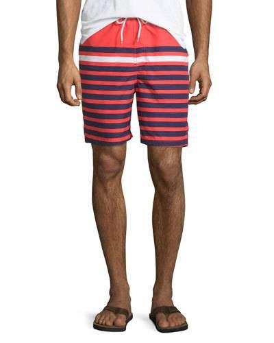 Multi-stripe Swim Trunks, Red