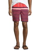Multi-stripe Swim Trunks, Red