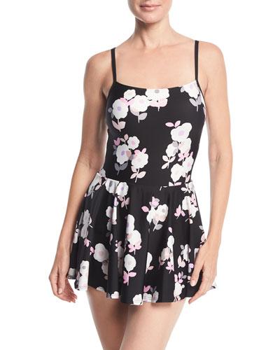 Floral-print Strappy-back One-piece