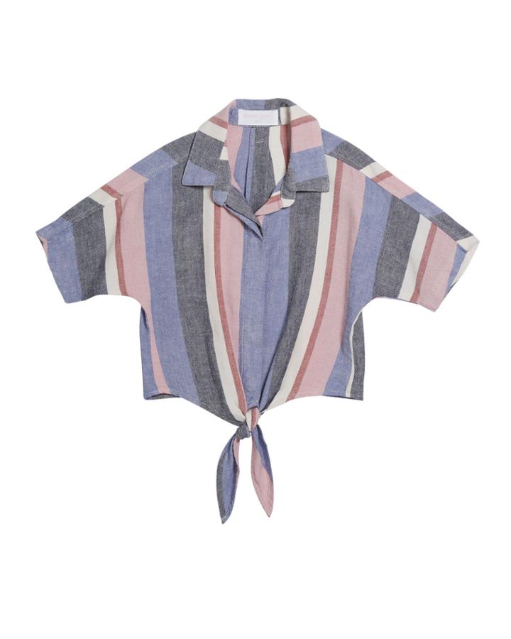 Multi-stripe Tie-front Shirt,