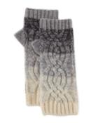 Neiman Marcus Cashmere Ombre Fingerless Gloves, Gray/ivory, Women's, Grey/ivory