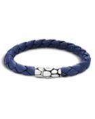 Men's Kali Woven Leather Bracelet, Blue