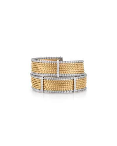 18k Two-tone Wide Bangle W/ Diamonds