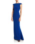 Cap-sleeve Bonded Crepe Gown