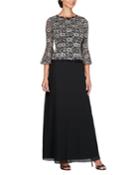 Floral Bodice 3/4-sleeve A-line Gown