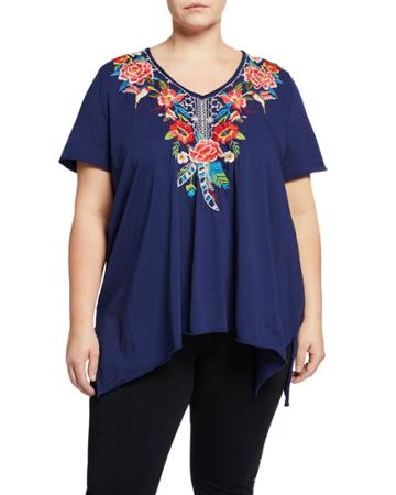 Plus Size Samira Short-sleeve Draped Top