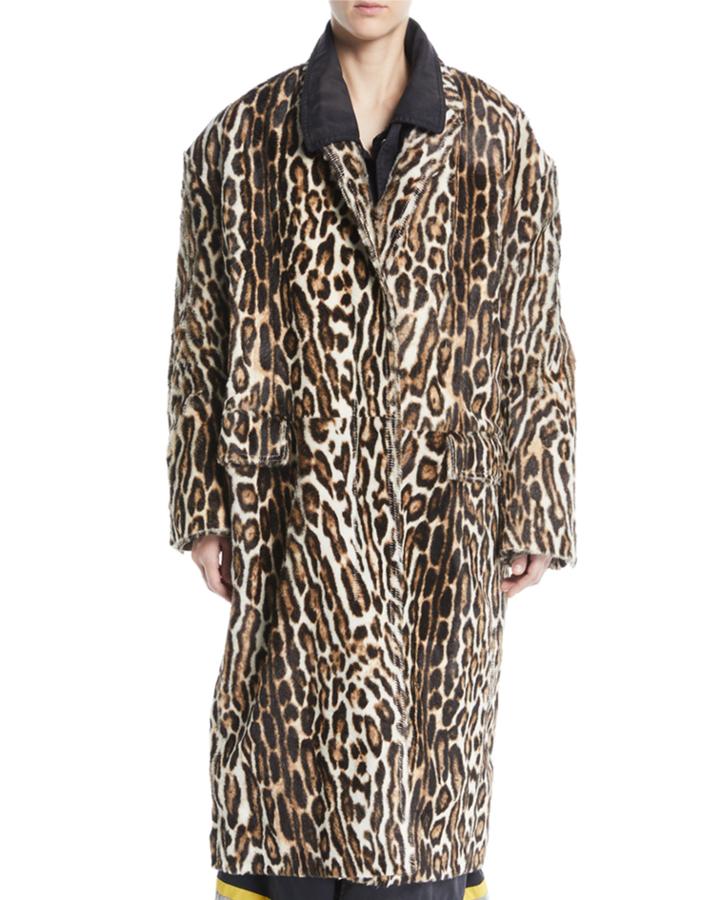 Single-breasted Oversized Leopard-print