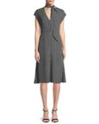 Gabby Polka-dot Silk Tie-neck Dress