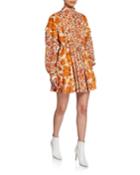 Erin Pleated Floral Mock-neck