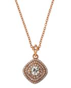 Estate 18k Rose Gold Diamond Pendant Necklace