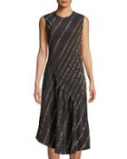 Animal-print Striped Silk A-line Dress