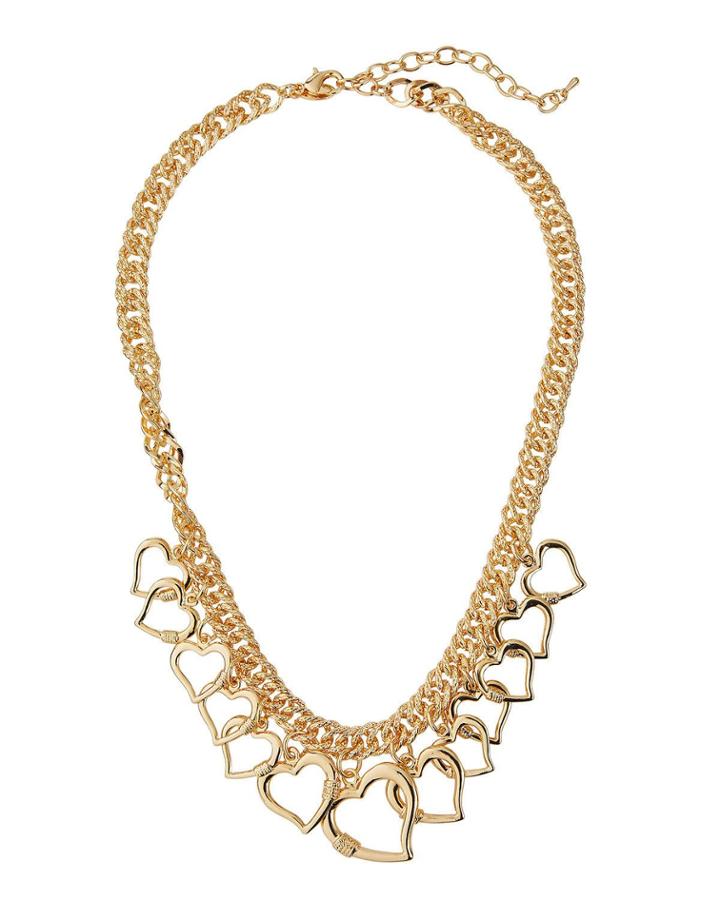Open Heart Charm Necklace, Gold