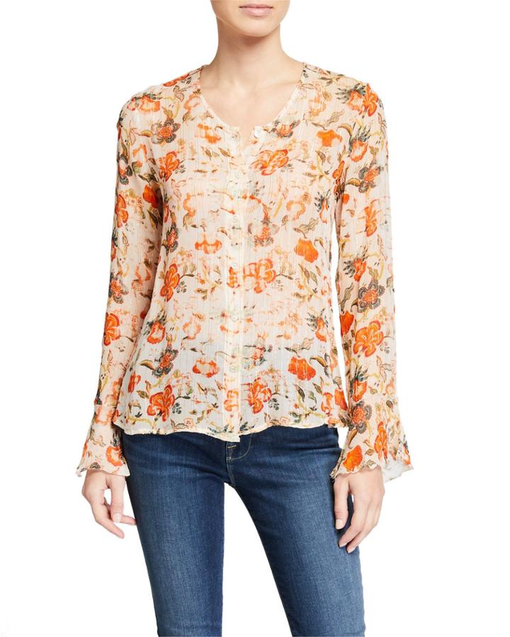 Kate Floral Button-down Blouse