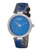 40mm Carroll Gardens Watch W/ Leather Strap, Blue/gray