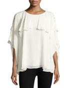 Graham Lace Sleeve Ruffle Blouse, White