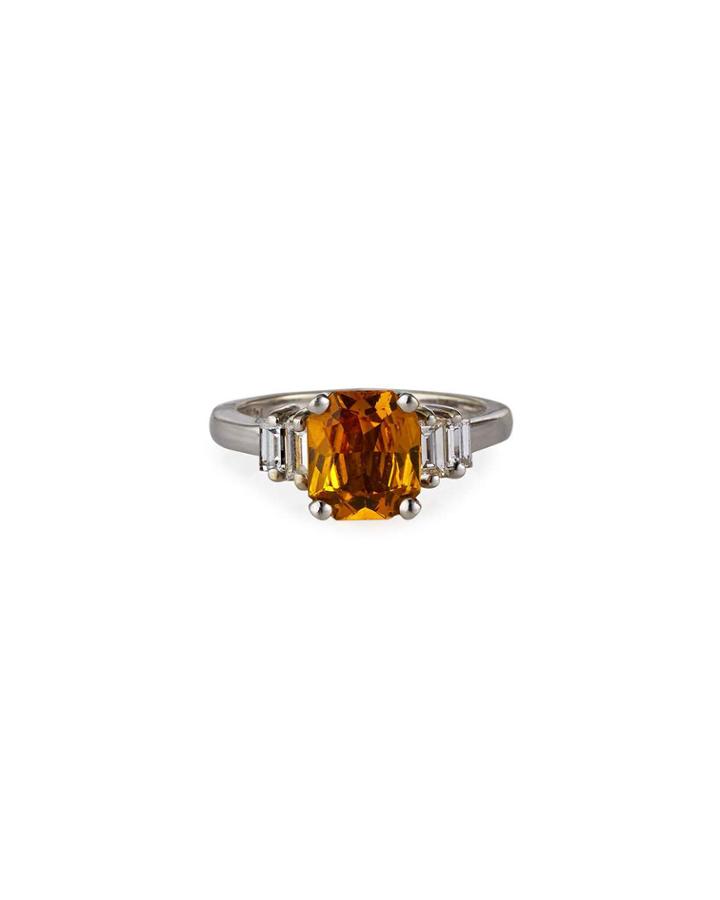 14k Yellow Sapphire & Diamond Ring,