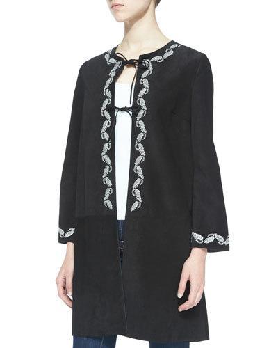 The Walker Embroidered Suede Jacket,