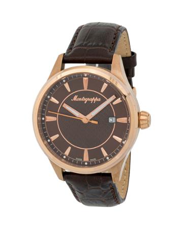 Men's 42mm Fortuna Date Watch W/ Leather Strap, Brown/rose