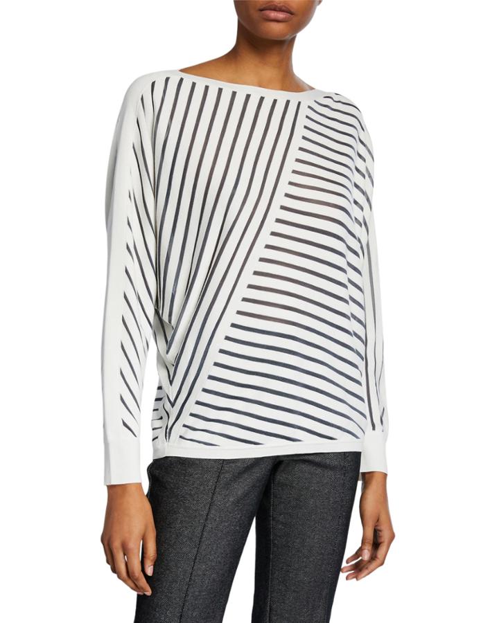 Directional Striped Dolman-sleeve