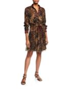 Printed Creponne Long-sleeve Dress