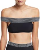 Mila Off-the-shoulder Swim Top With Topstitching