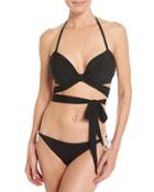 Emma Wraparound Swim Top, Black