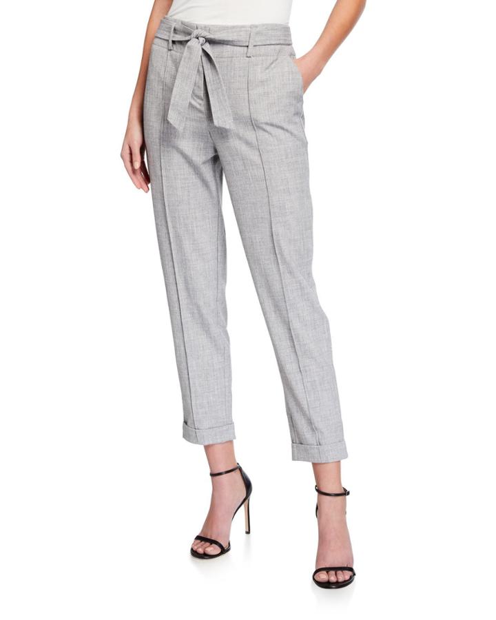 Paper Bag Belted Crop Pants