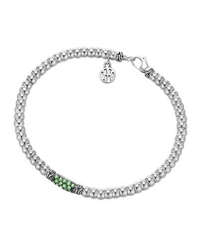 Bedeg Silver Lava Beaded Tsavorite Bracelet,