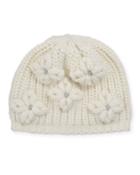 Knit Beanie With Flower Details