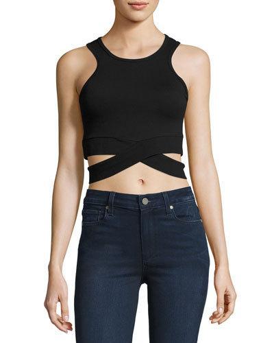 Material Cutout-hem Cropped Tank, Black