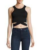 Material Cutout-hem Cropped Tank, Black