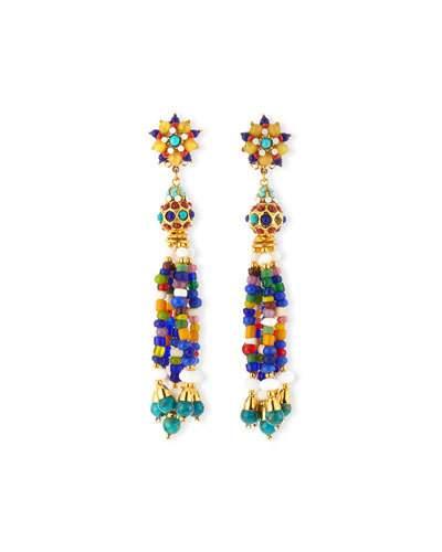 24k Gold-plate Tassel Clip-on Earrings,