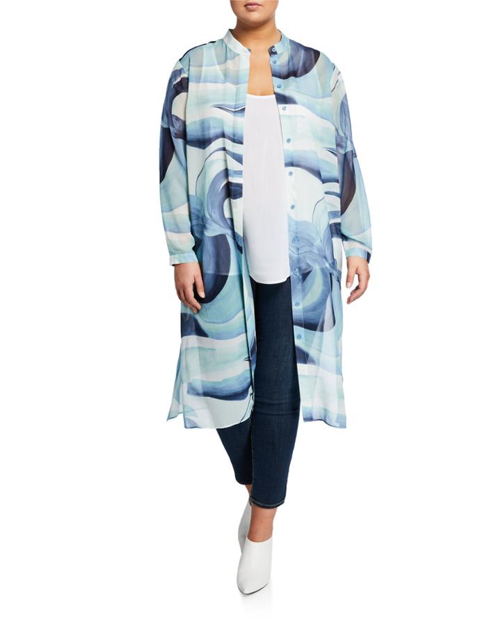 Auden Button-down Printed Silk Duster,