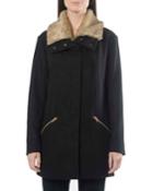 Wool-blend Coat With Removable Faux-fur Collar