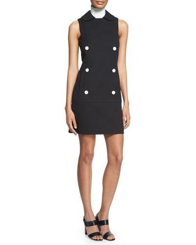 Sleeveless Double-breasted Shirtdress, Black