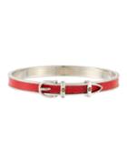 Estate Leather Belt Bangle, Red/silver