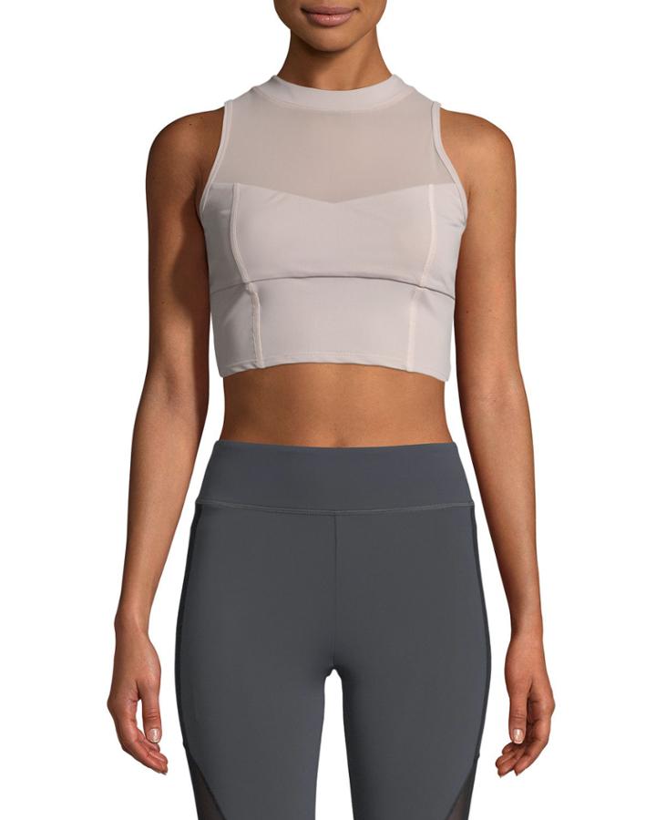 Kira High-neck Performance Mesh Crop Top With