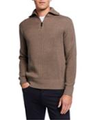 Men's Plaited Rib-knit Quarter-zip