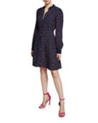 Lips Long-sleeve Crepe Dress